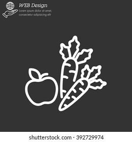 Web line icon. Apple and carrot, healthy eating