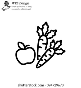 Web line icon. Apple and carrot, healthy eating