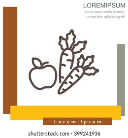 Web line icon. Apple and carrot, healthy eating