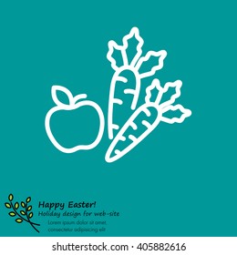 Web line icon. Apple and carrot, healthy eating