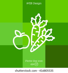 Web line icon. Apple and carrot, healthy eating