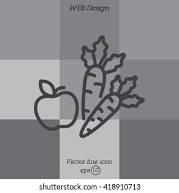 Web line icon. Apple and carrot, healthy eating