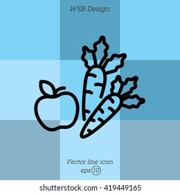 Web line icon. Apple and carrot, healthy eating