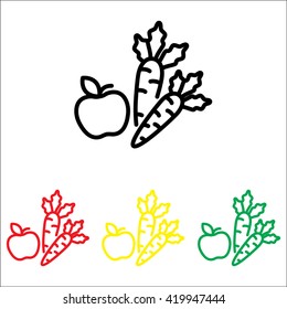 Web line icon. Apple and carrot, healthy eating