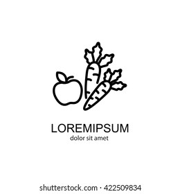 Web line icon. Apple and carrot, healthy eating