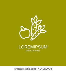 Web line icon. Apple and carrot, healthy eating