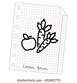 Web line icon. Apple and carrot, healthy eating