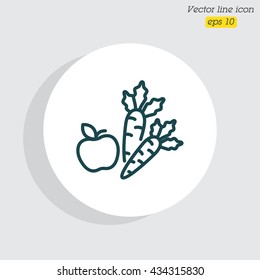 Web line icon. Apple and carrot, healthy eating