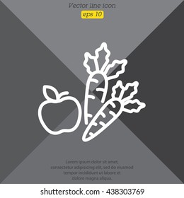 Web line icon. Apple and carrot, healthy eating