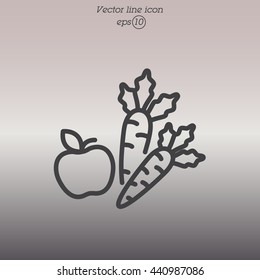 Web line icon. Apple and carrot, healthy eating