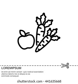 Web line icon. Apple and carrot, healthy eating