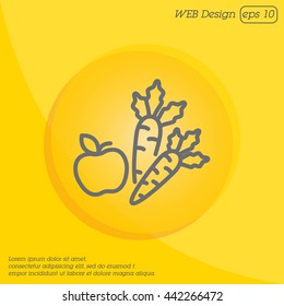 Web line icon. Apple and carrot, healthy eating