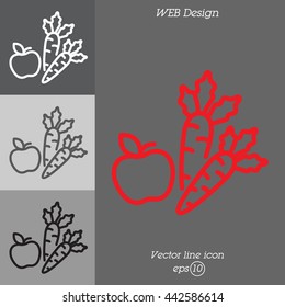 Web line icon. Apple and carrot, healthy eating