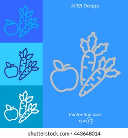 Web line icon. Apple and carrot, healthy eating