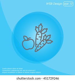 Web line icon. Apple and carrot, healthy eating