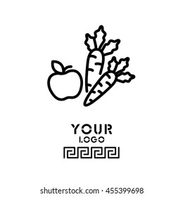 Web line icon. Apple and carrot, healthy eating