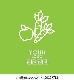 Web line icon. Apple and carrot, healthy eating
