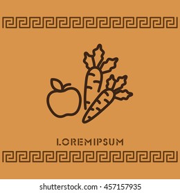 Web line icon. Apple and carrot, healthy eating