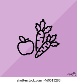 Web line icon. Apple and carrot, healthy eating