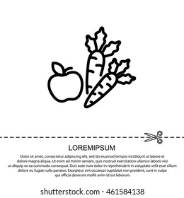 Web line icon. Apple and carrot, healthy eating