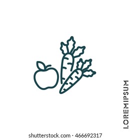 Web line icon. Apple and carrot, healthy eating
