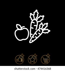 Web line icon. Apple and carrot, healthy eating