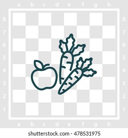 Web line icon. Apple and carrot, healthy eating