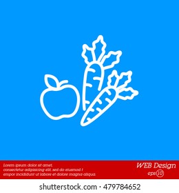 Web line icon. Apple and carrot, healthy eating