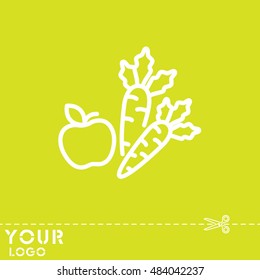 Web line icon. Apple and carrot, healthy eating