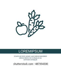 Web line icon. Apple and carrot, healthy eating