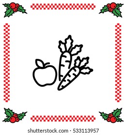 Web line icon. Apple and carrot, healthy eating