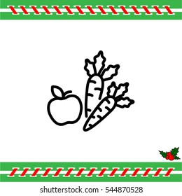 Web line icon. Apple and carrot, healthy eating