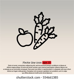 Web line icon. Apple and carrot, healthy eating