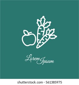 Web line icon. Apple and carrot, healthy eating