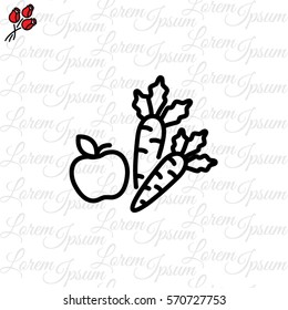 Web line icon. Apple and carrot, healthy eating