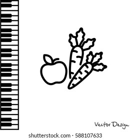 Web line icon. Apple and carrot, healthy eating