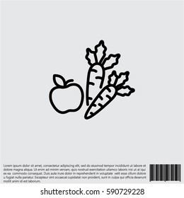 Web line icon. Apple and carrot, healthy eating