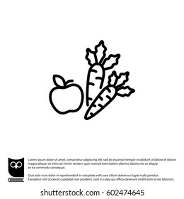 Web line icon. Apple and carrot, healthy eating