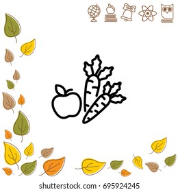 Web line icon. Apple and carrot, healthy eating