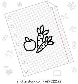 Web line icon. Apple and carrot, healthy eating