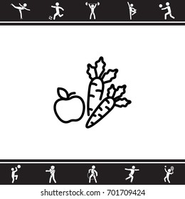 Web line icon. Apple and carrot, healthy eating
