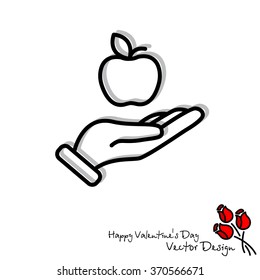 Web line icon. Apple in hand