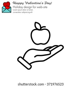 Web Line Icon. Apple In Hand