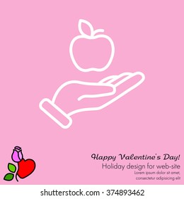 Web line icon. Apple in hand