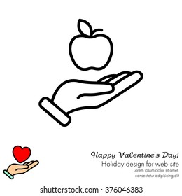 Web line icon. Apple in hand