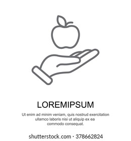 Web line icon. Apple in hand