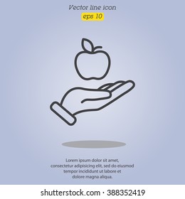 Web line icon. Apple in hand