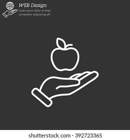 Web line icon. Apple in hand