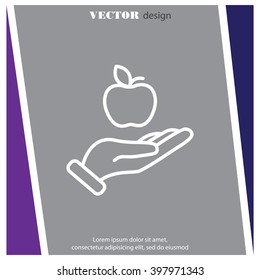 Web line icon. Apple in hand