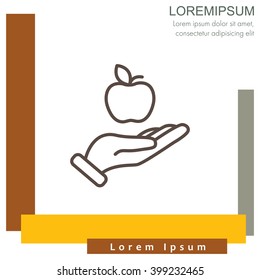 Web line icon. Apple in hand